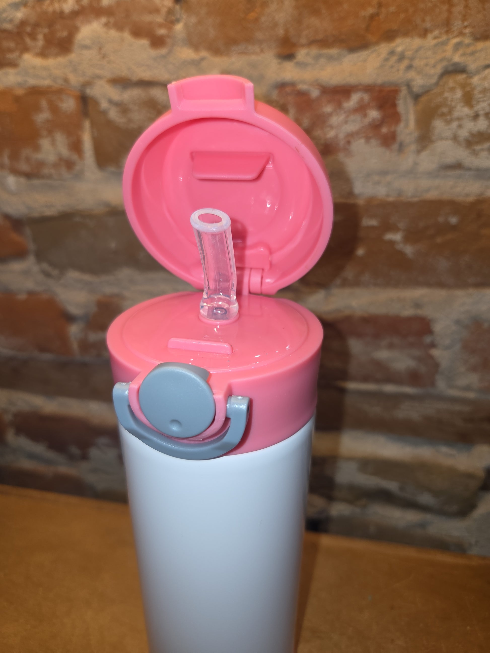 Custom Order Kid's 12 oz Tumbler Sippy Cup with Pink Flip Top Lid