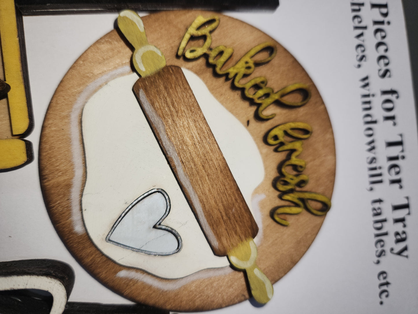 Tier Tray Decorations Handcrafted Bakery, cake, rolling pin, Bowls, cupcakes ttb1