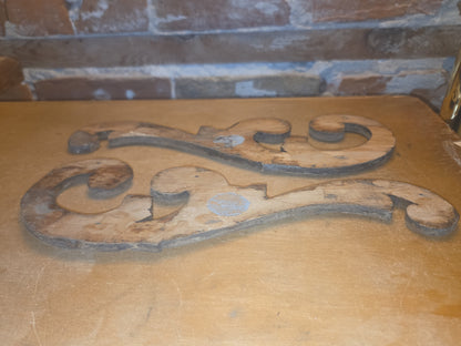 Antique Wooden Furniture Applique Set of 2 AS IS