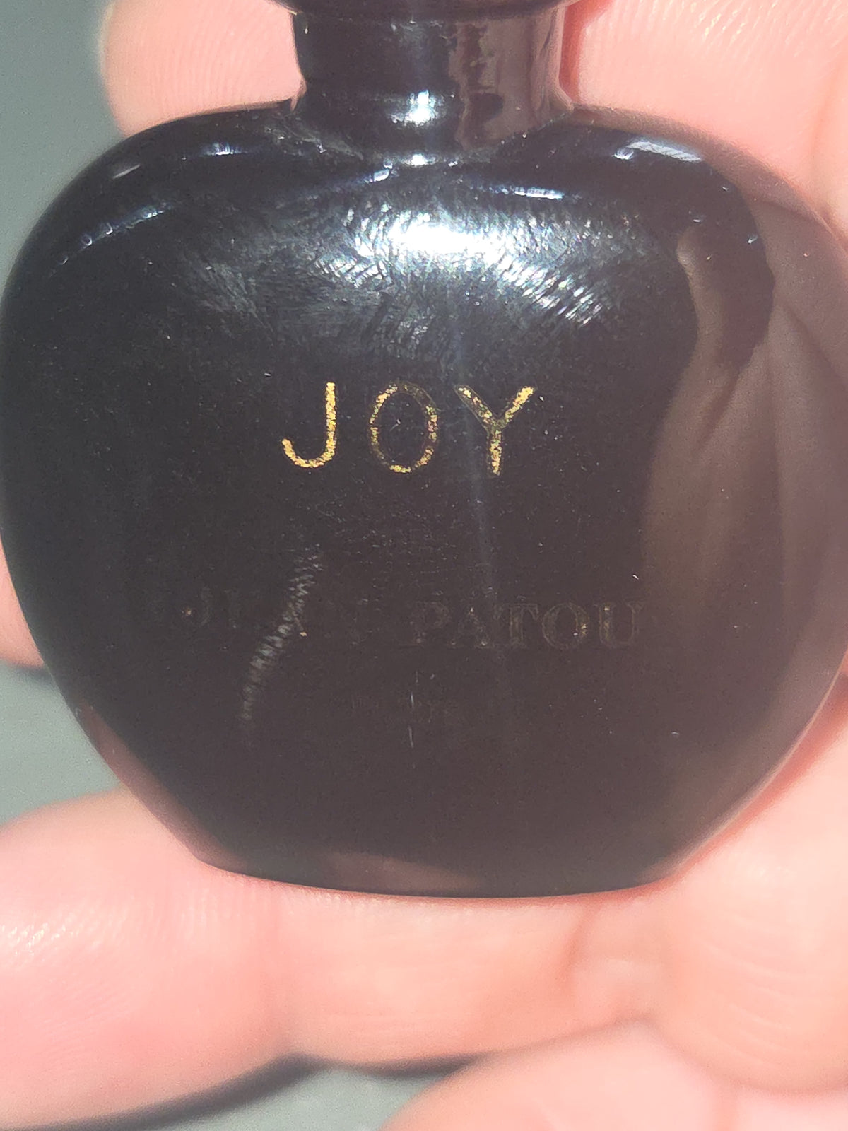 Vintage Miniature Perfume Bottle Joy~Jean Patou France Black Glass 2" EMPTY vpb6