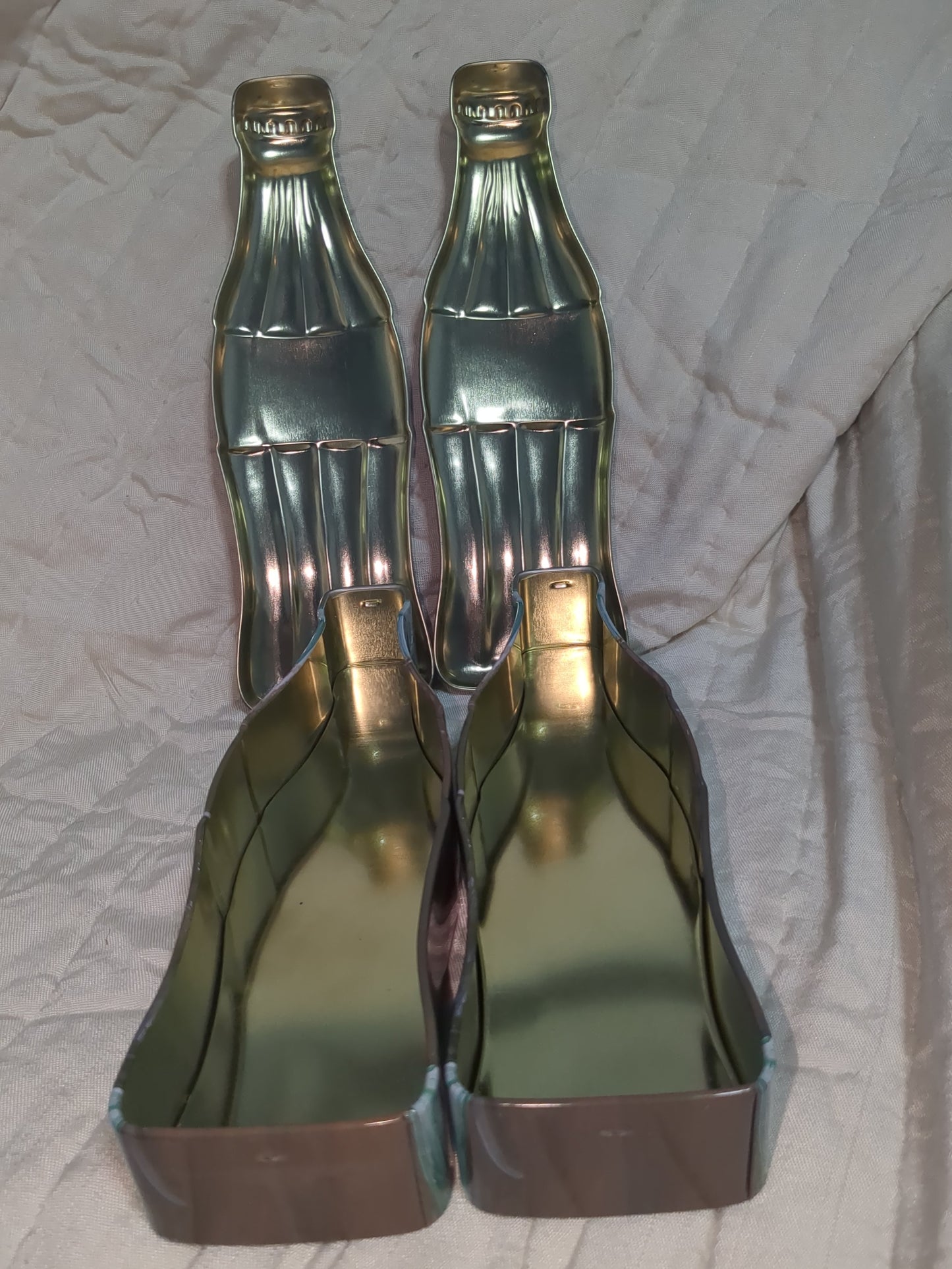 Vintage 1997 set of 2 Coca-Cola Coke Bottles Collectible Tin 11" cct9