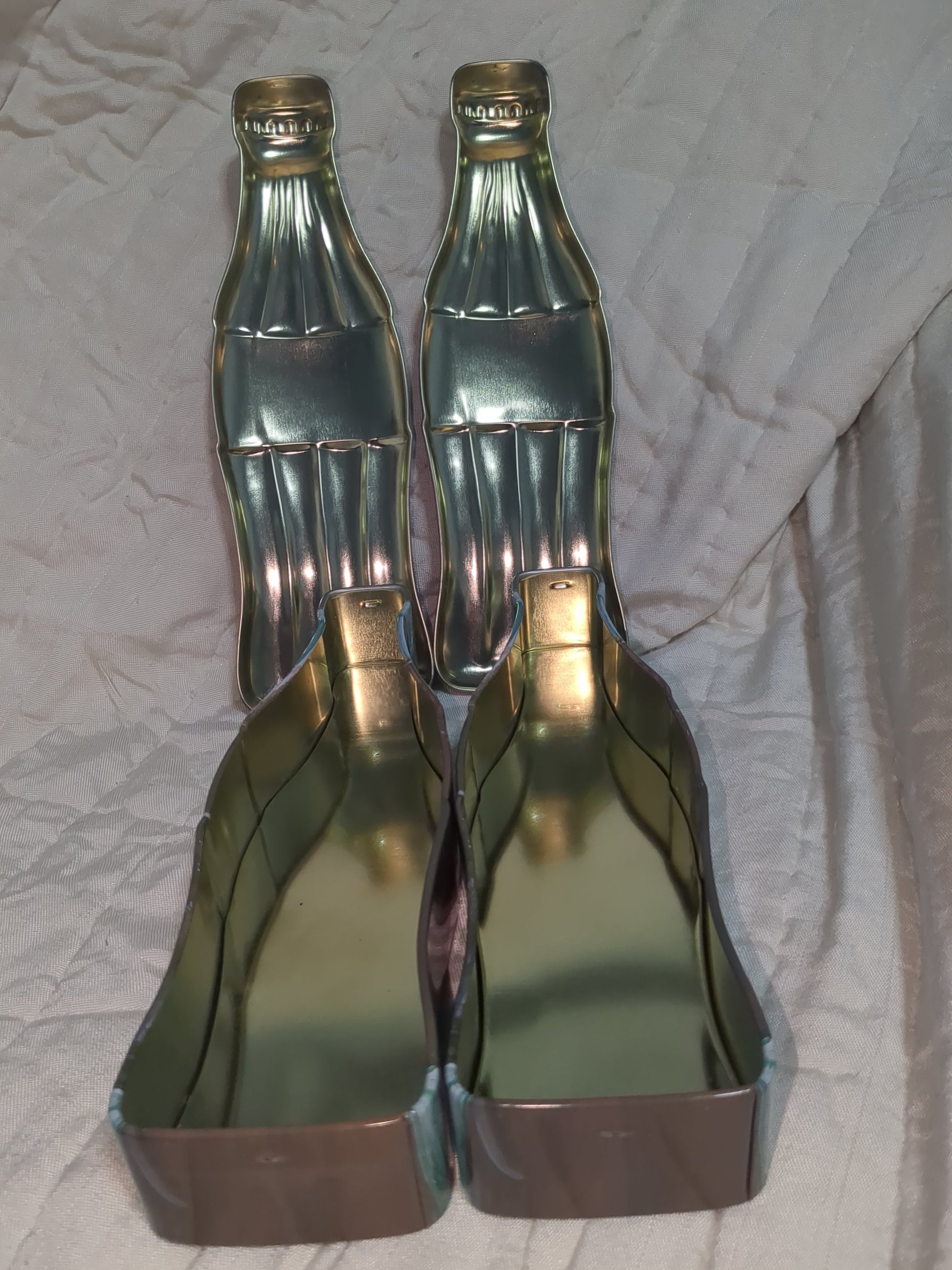 Vintage 1997 set of 2 Coca-Cola Coke Bottles Collectible Tin 11" cct9