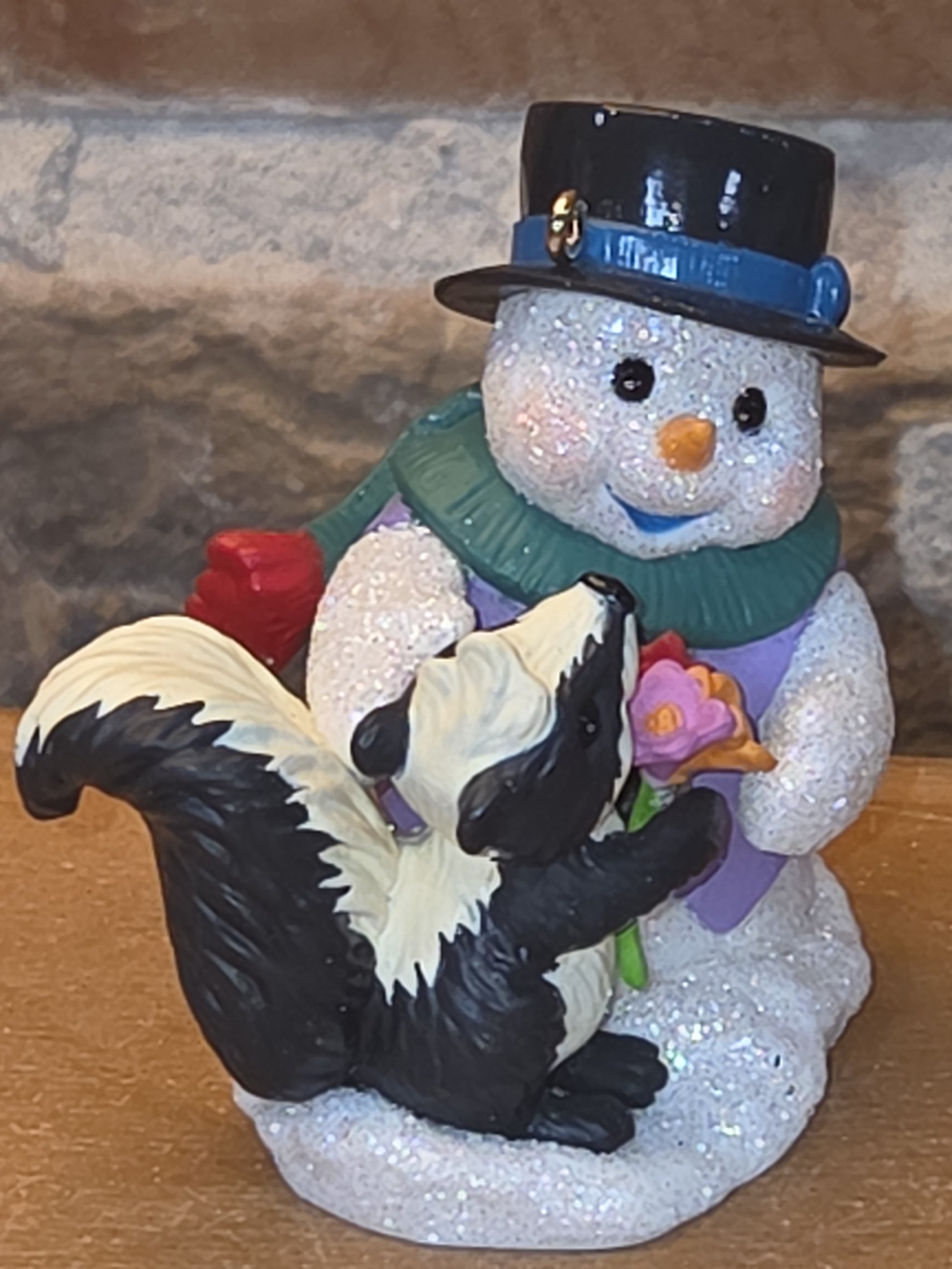 Vintage Hallmark Keepsake Ornament Skunk and Snowman #9 of the Snow Buddies Series 2006