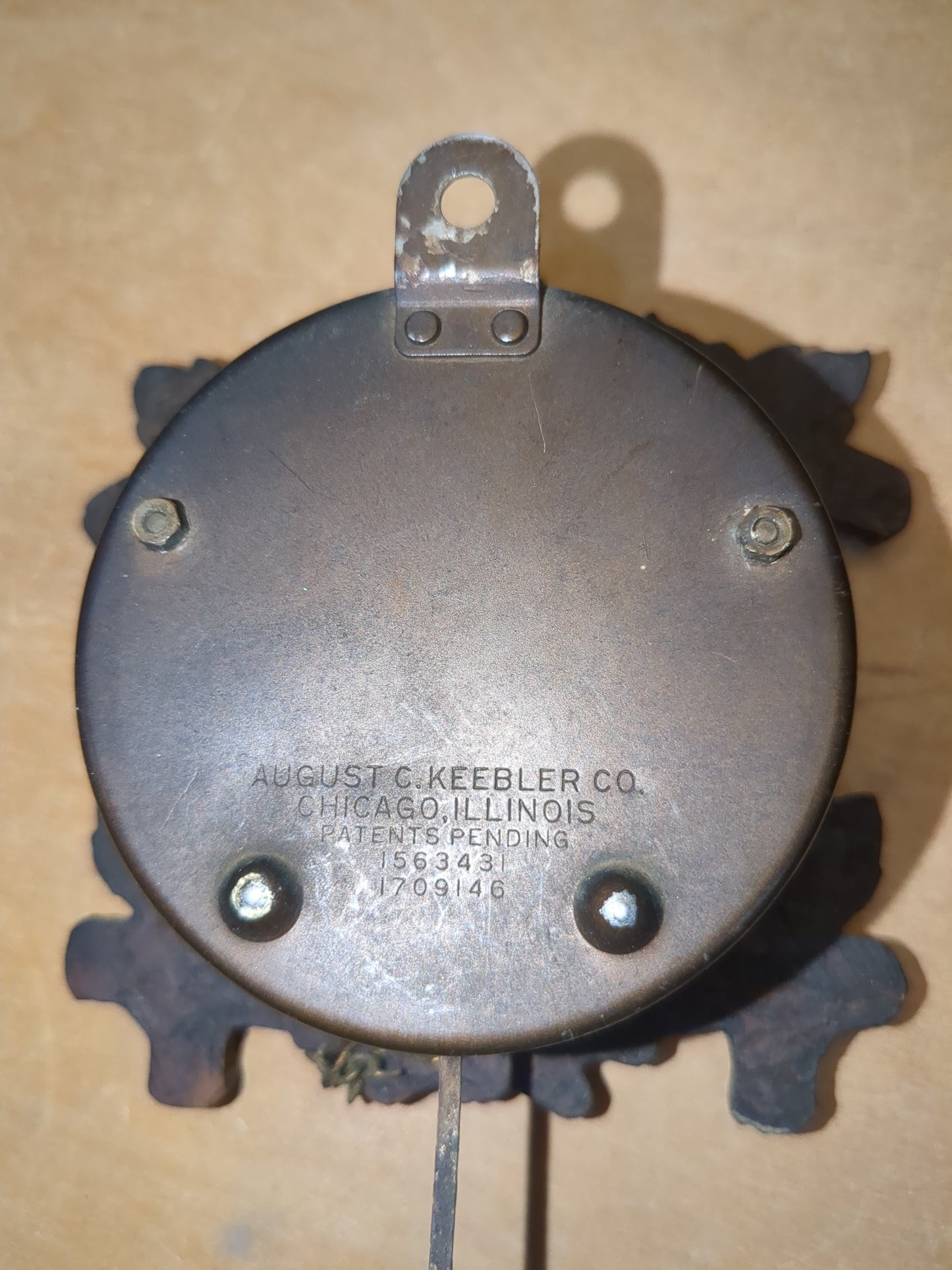Vintage August C. Keebler Co. Pendulette Clock Red Flowers Blue Birds Nest Small AS IS Not Tested cl4