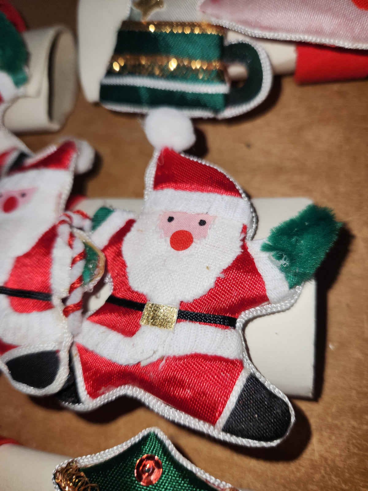 Vintage Fabric Santa Napkin Rings Set of 15 chr551