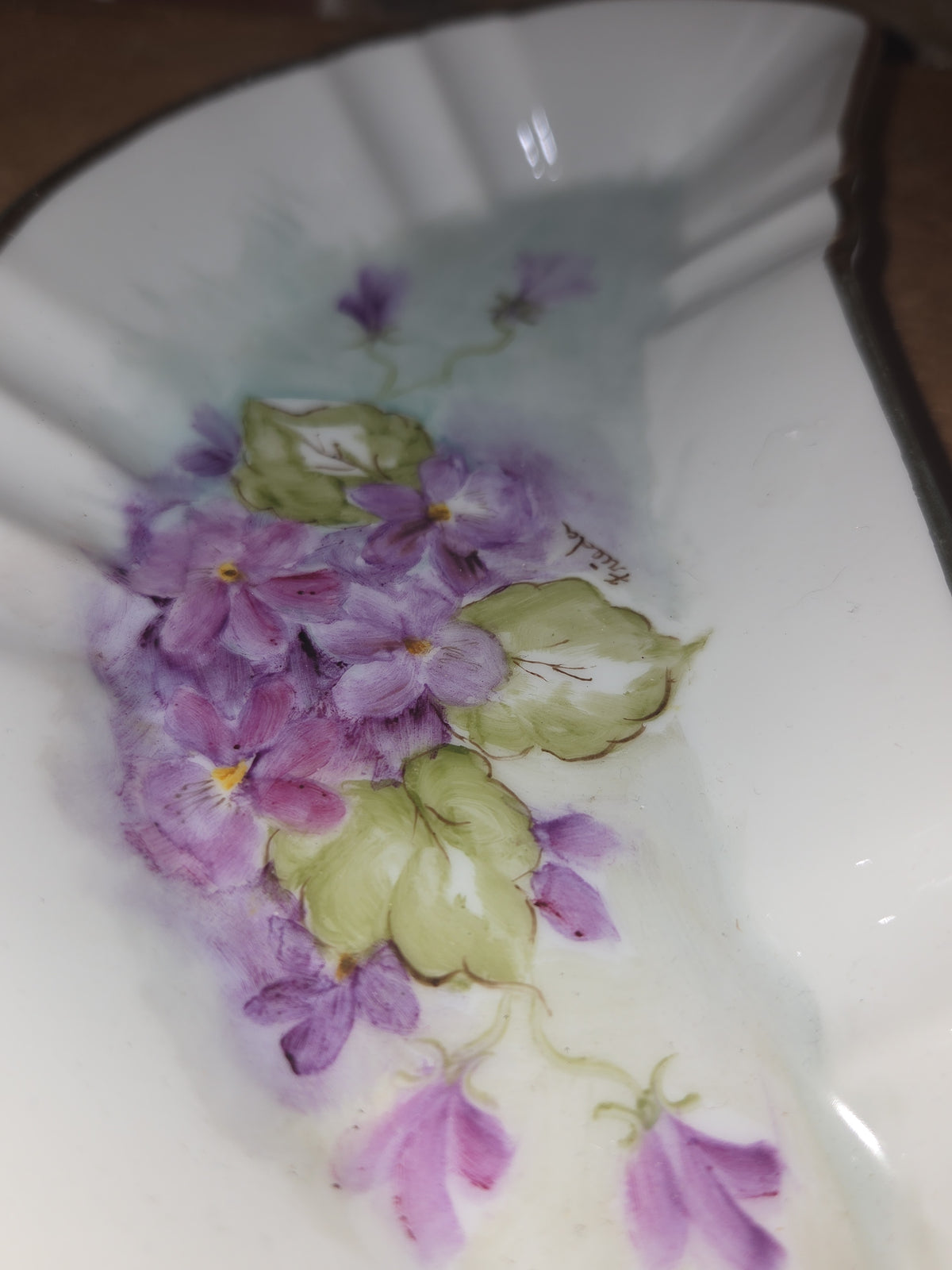 Vintage Lefton China Hand Painted Crescent Beside the Plate Tray G5