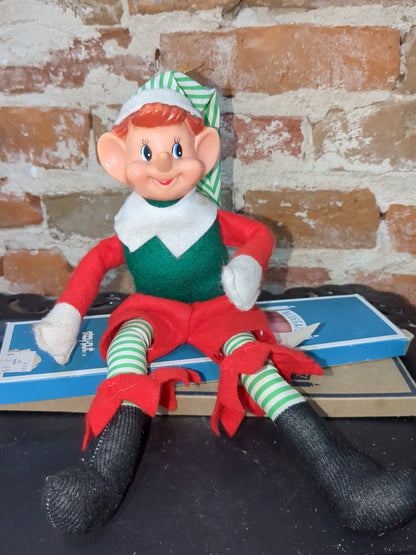 Vintage Sterling Pixie Elf shelf sitter glowing cheeks with tag p0201