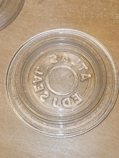 Vintage Atlas EDJ Glass Top Insert for Canning with Regular Size Metal Ring and Glass Jar Lot of 5 gl06