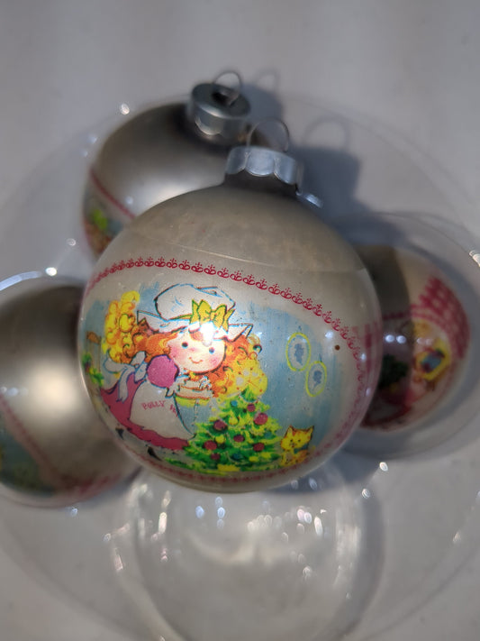 Vintage Coby Polly Pal Glass Christmas Ornaments Set of Three matching and One Not Matching Made in USA As Is vbo76