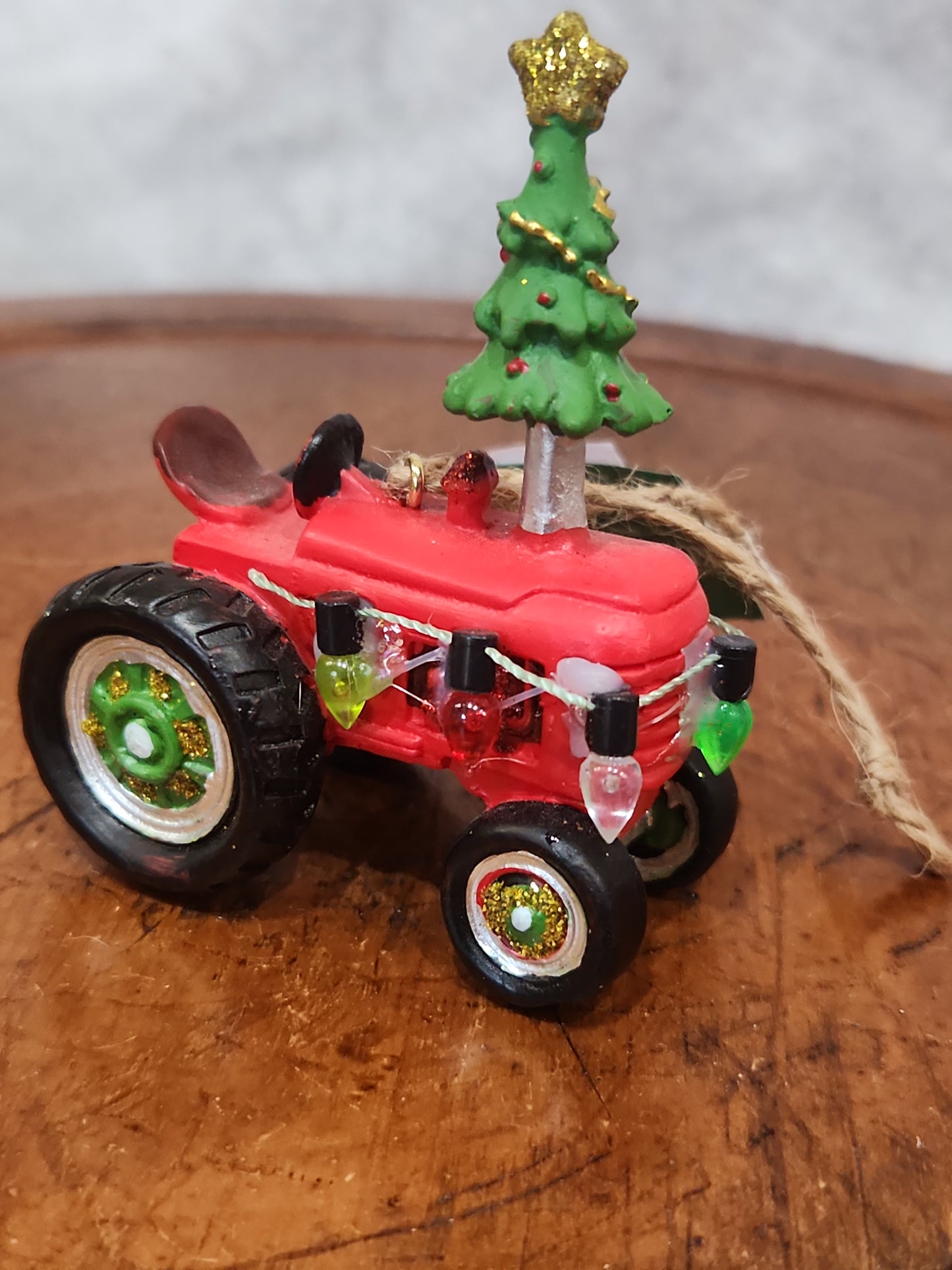 3.25" Red RESIN TRACTOR ORNAMENT ot2
