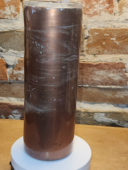 20 ounce stainless steel, Insulated, alcohol ink art Tumbler Copper White AS IS CLEARANCE ai8