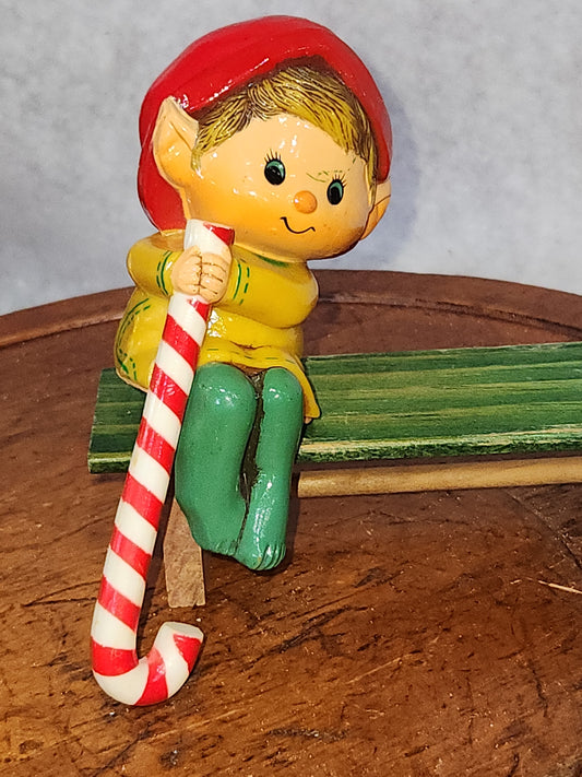Vintage Christmas Hallmark Santa’s Little Helper ELF Mini Stocking Hanger sh77