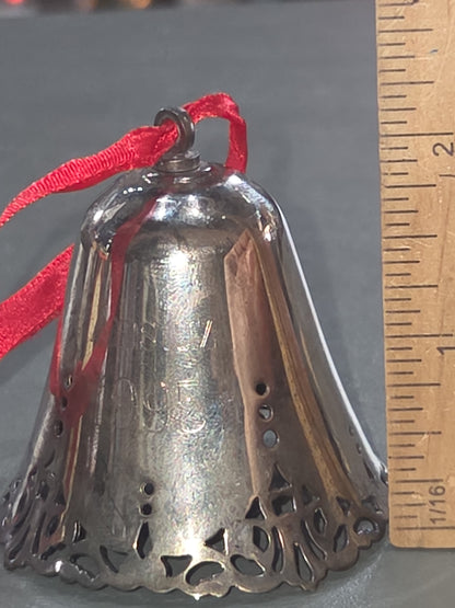 Vintaged Silver Plated Pierced Bell Engraved on One Side With Name 1995