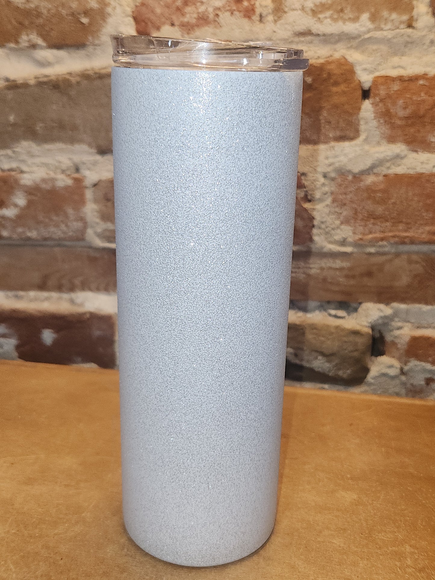 Custom Order 20 oz Skinny Tumbler White Metalic Glitter
