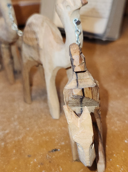 Vintage Olive Wood Hand Carved Camel Donkey Caravan nat6