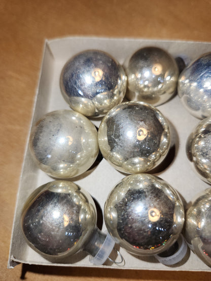 Vintage Mercury Glass Feather Tree Ornaments 24 Pieces Plastic Tops