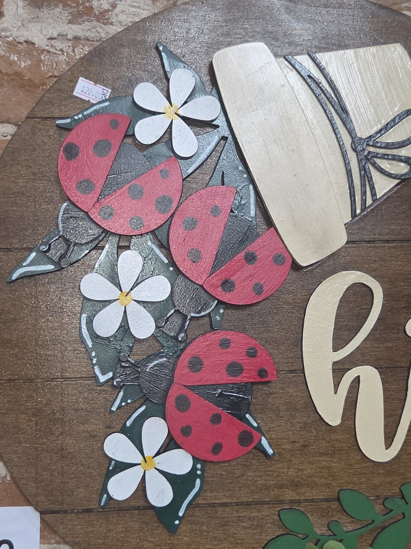 Ladybugs and Flowers Insert for Interchangeable Pot Spilling Door Sign *Sign Sold Seperately* pi14