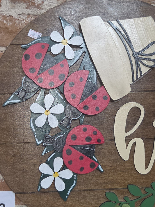 Ladybugs and Flowers Insert for Interchangeable Pot Spilling Door Sign *Sign Sold Seperately* pi14