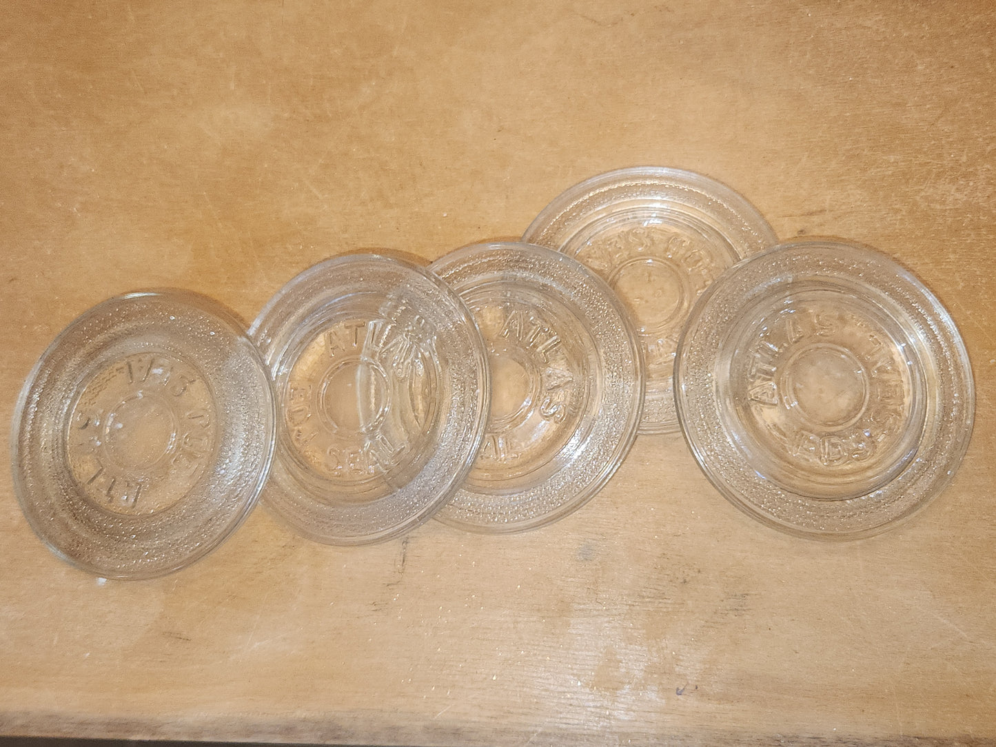 Vintage Atlas EDJ Glass Top Insert for Canning with Regular Size Metal Ring and Glass Jar Lot of 5 gl06