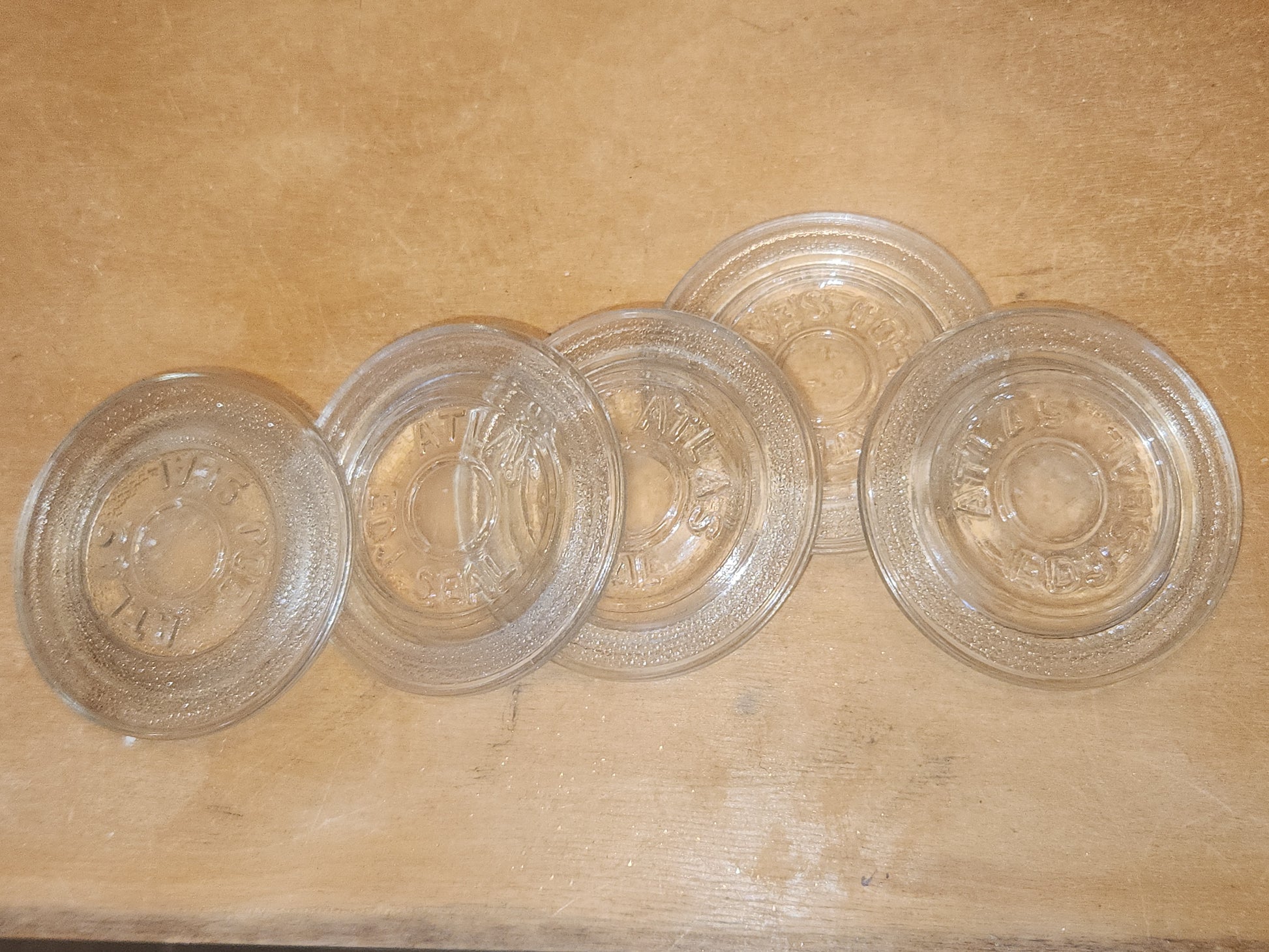 Vintage Atlas EDJ Glass Top Insert for Canning with Regular Size Metal Ring and Glass Jar Lot of 5 gl06