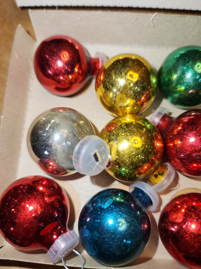 Vintage Mercury Glass Feather Tree Ornaments 24 Pieces Plastic Tops