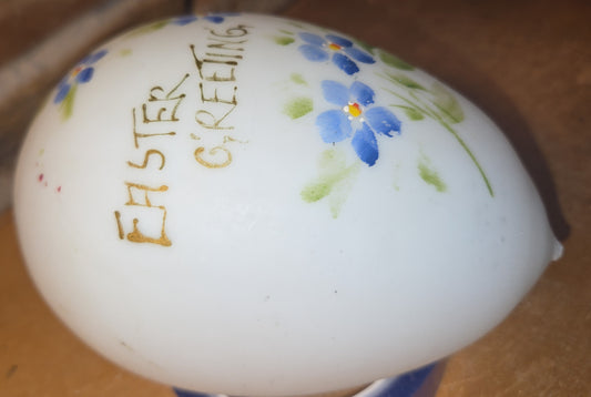 Antique Victorian Glass Blown Easter Egg Hand Painted AS IS eeg6