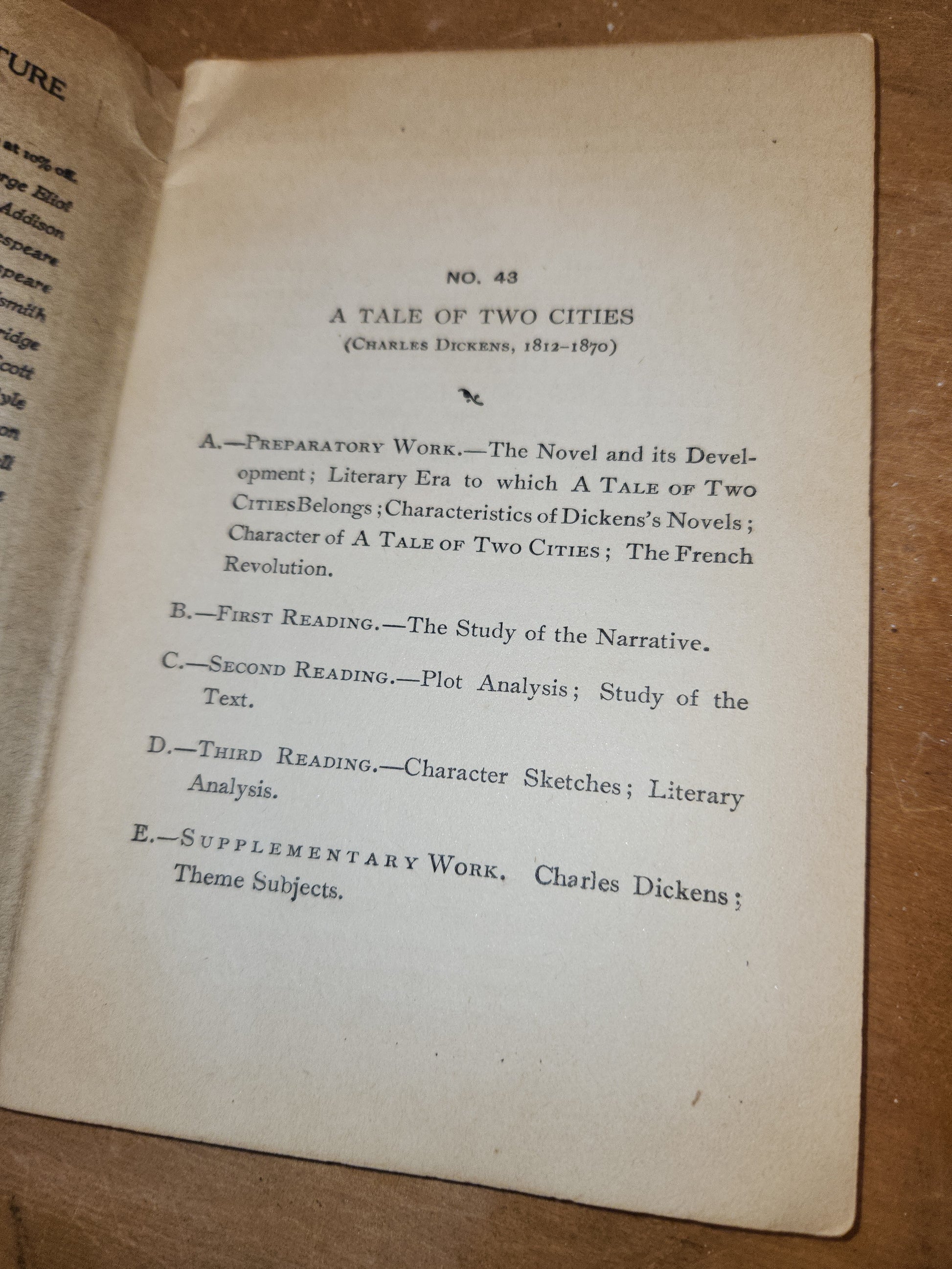 Vintage Outline Studies In Literature Maud Elma Kingkey, AM A Tale of Two Cities The Palmer Company Boston, Massachusetts bk99