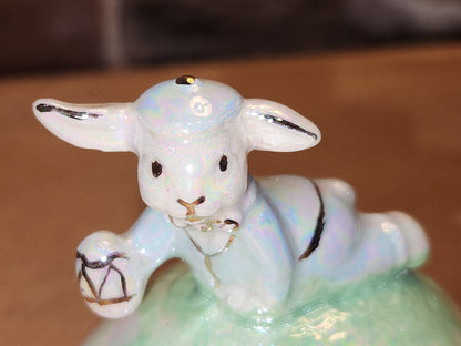 Vintage Porcelain Egg with 3D Lamb Egg Gold Accents. Eg8