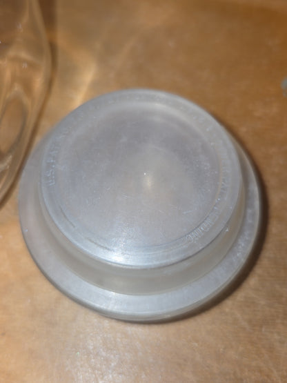 Vintage Clear Glass Square Canister with Sunburst Lid 2 1/2" square sj1