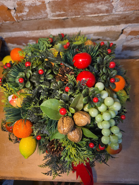 Vintage Plastic Greenery and Plastic Fruit for Christmas Arrangements