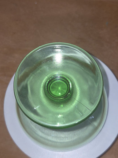 Vintage Uranium Depression Glass Compote Dessert Dish Vaseline Glows ug04