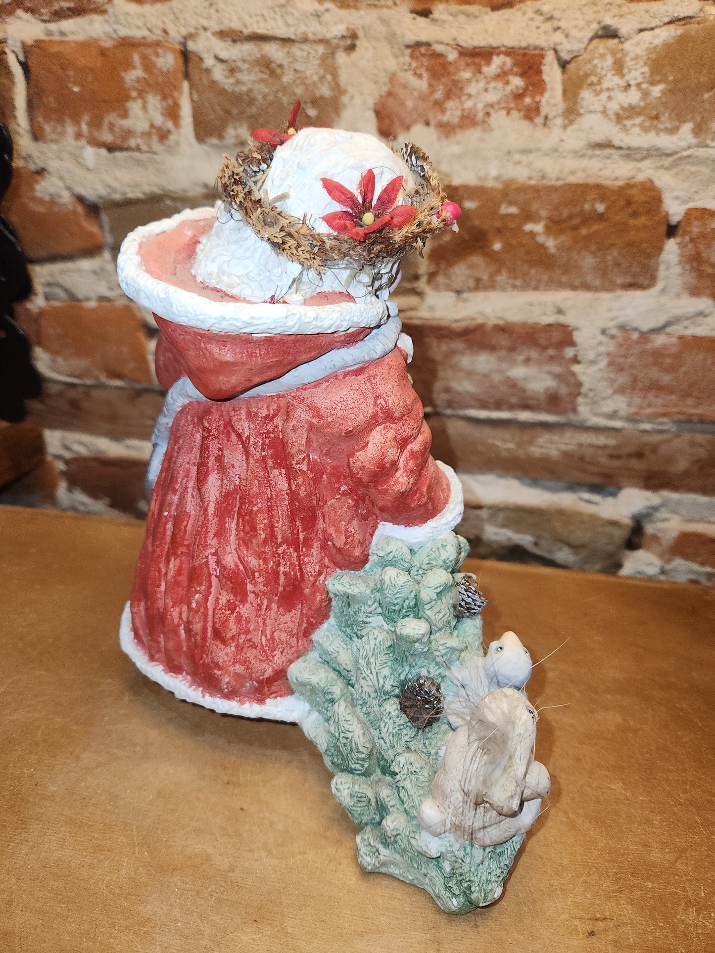 Vintage Dreamsicles 1993 Woodland Father Christmas Pulling Tree With Bird & Rabbit 8.5” Kristin Haynes Cast Art Industries NO BOX di11