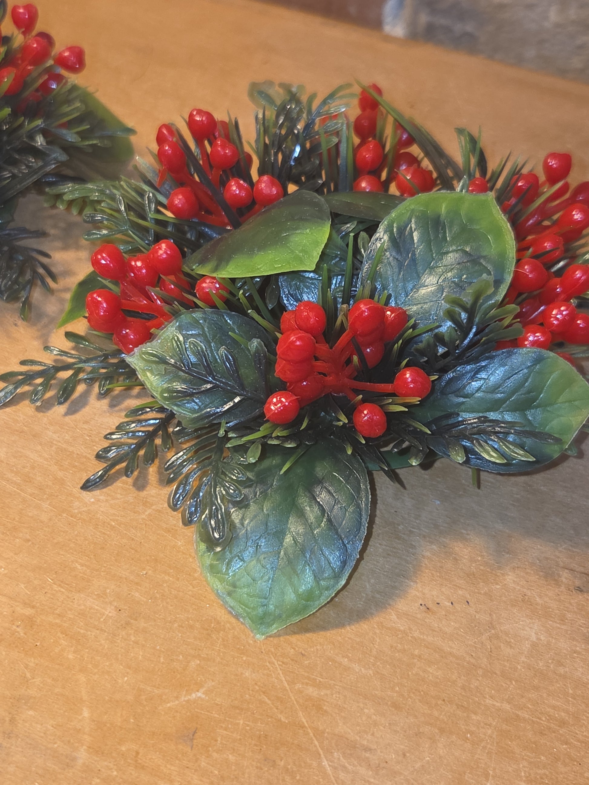 Vintage Christmas Candle Rings Set of 2