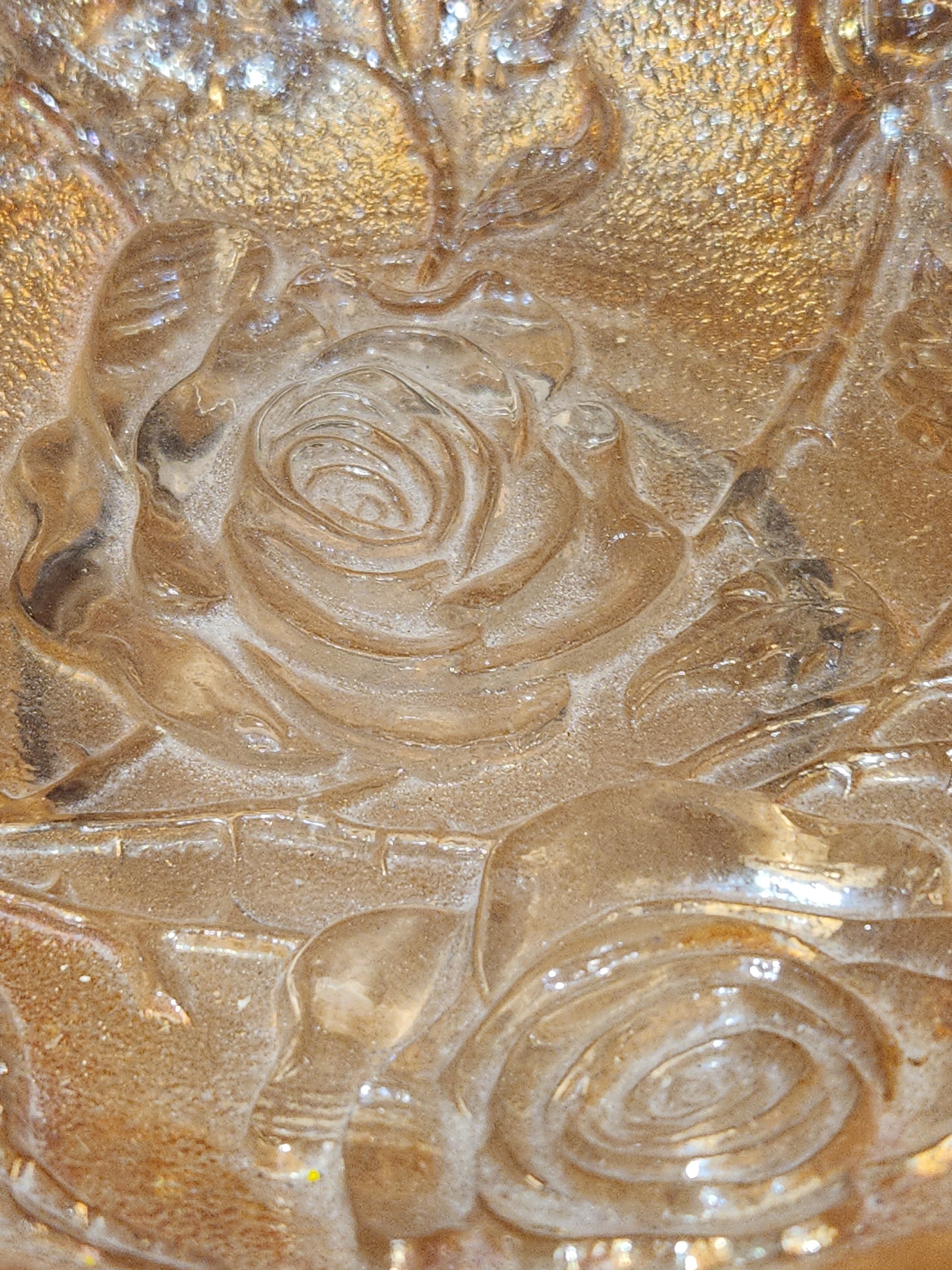 Vintage Carnival Glass Imperial Bowl Open Rose Pattern Scalloped Edge rp8