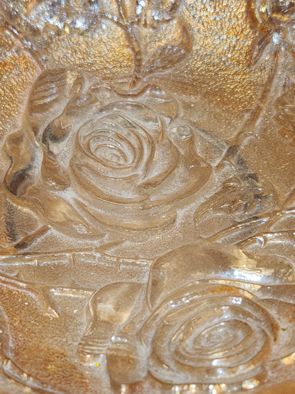 Vintage Carnival Glass Imperial Bowl Open Rose Pattern Scalloped Edge rp8