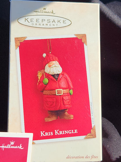 Vintage Hallmark Keepsake Ornament Kris Kringle Handcrafter 2003 Santa Backpack