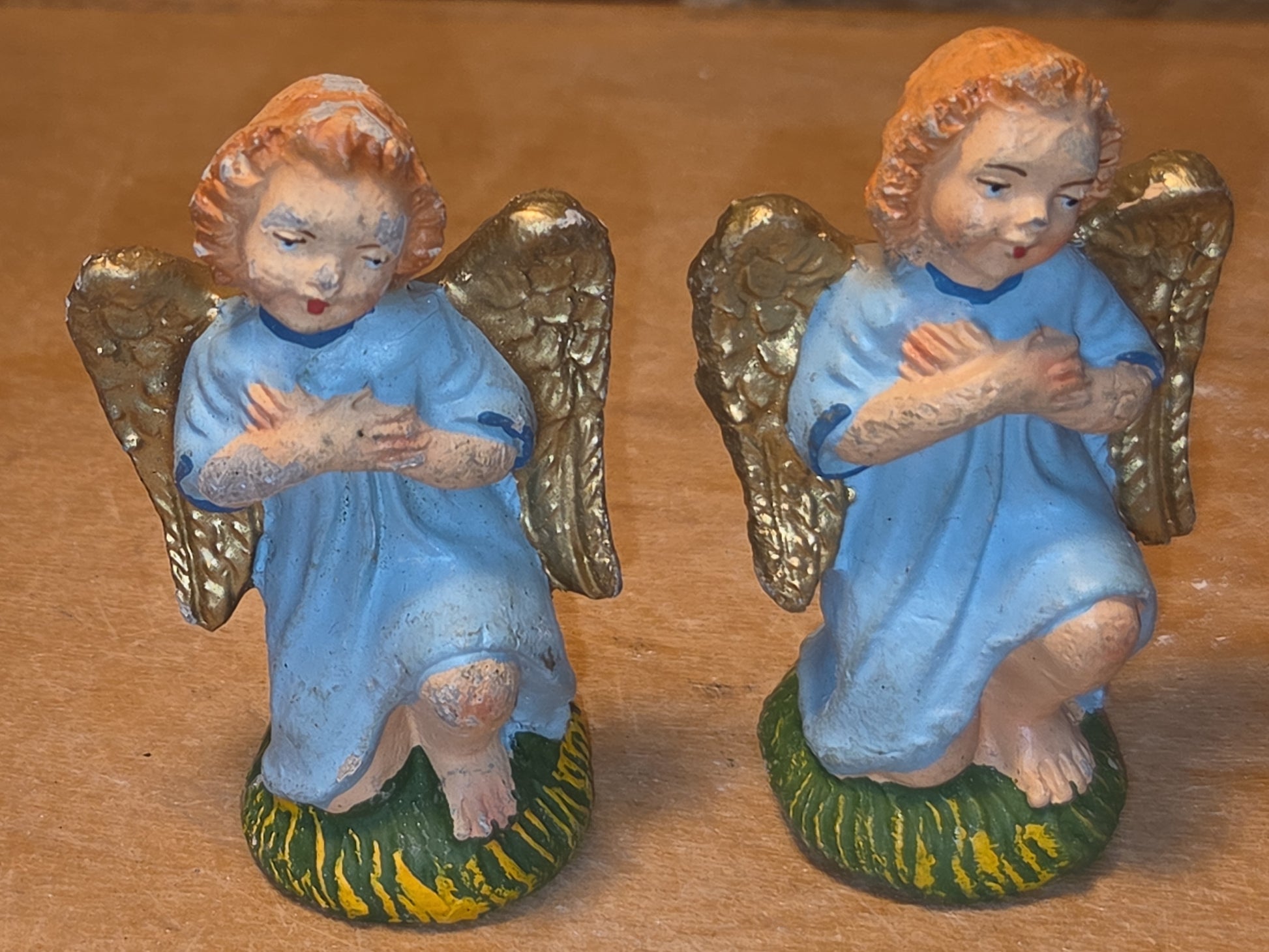 Vintage Holy Family Nativity Chalkware Paper Mache Italy 3 pieces AS IS