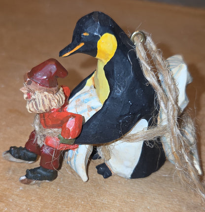 Vintage Hallmark Keepsake Ornaments Folk Art Collection "Learning to Skate" "Guiding Santa" "Fetching the Firewood" Set of 3 from 1995 No Box As Is