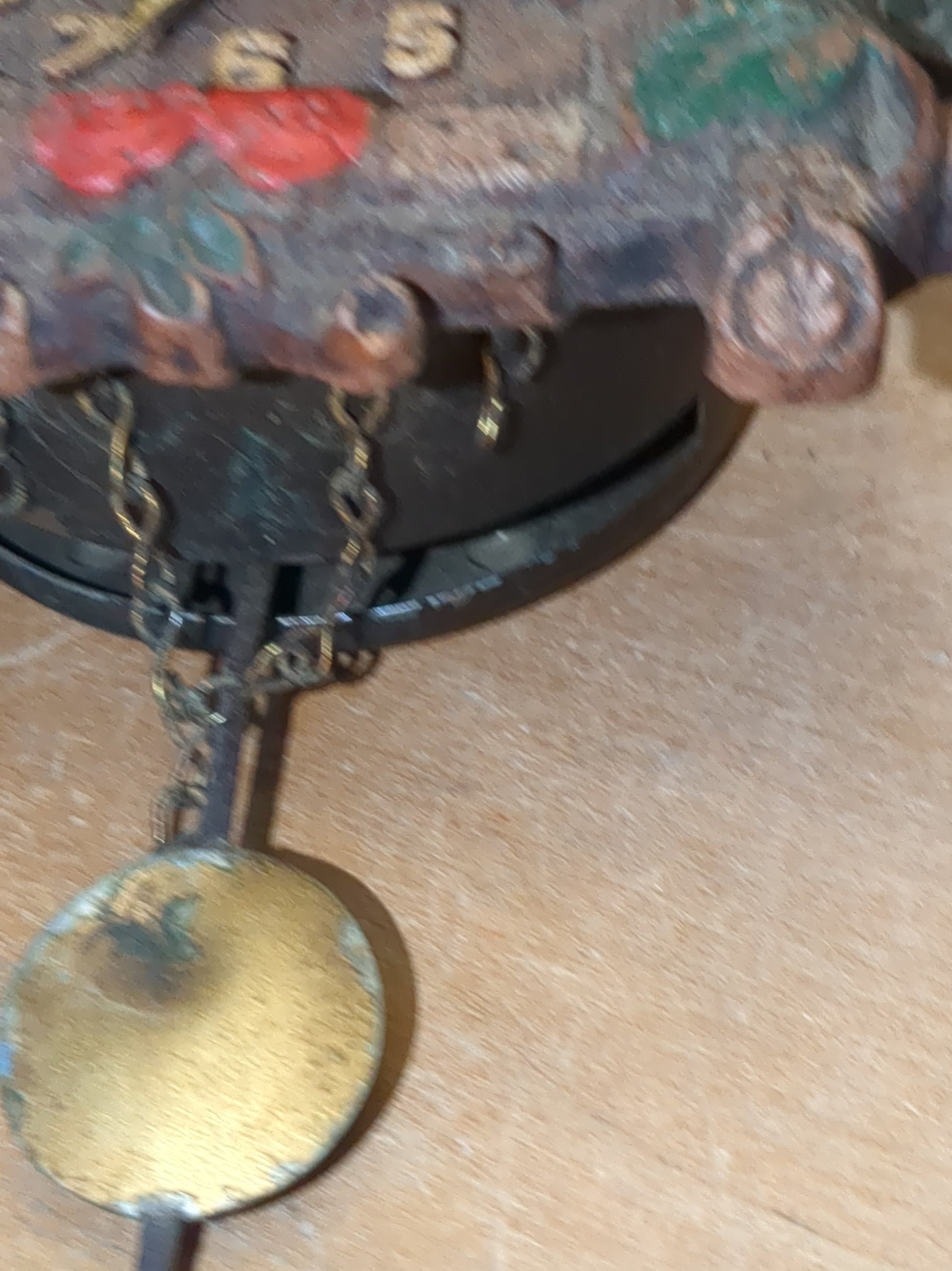 Vintage August C. Keebler Co. Pendulette Clock Red Flowers Blue Birds Nest Small AS IS Not Tested cl4