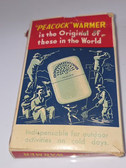 Vintage Peacock Chrome Plated Pocket Hand Warmer Original Box Bag Instructions vhw2