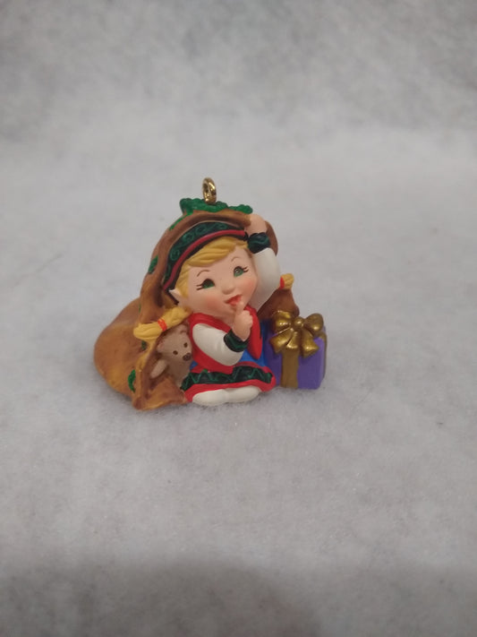 Vintage 2001 Hallmark Keepsake Ornament Curius the Elf Handcrafted h90
