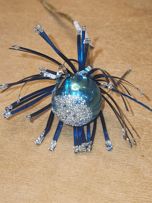 Vintage Mercury Glass Starbust Ornament on Pipe Cleaner Stem vo50