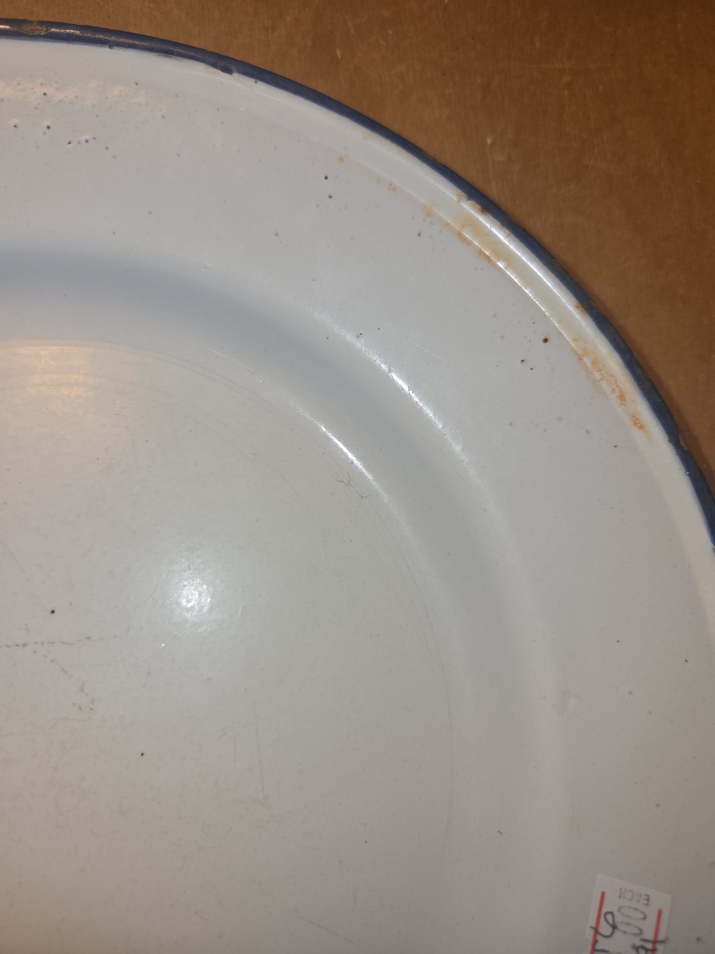 Vintage Set of 6 White Blue Enamel Plates AS IS ena91