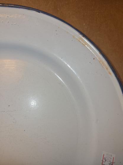 Vintage Set of 6 White Blue Enamel Plates AS IS ena91