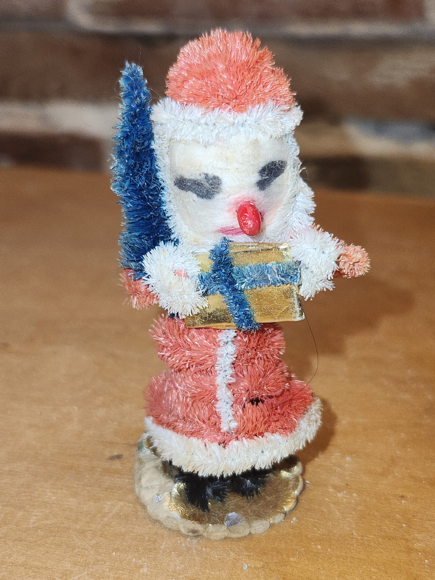 Vintage Spun Cotton Chinelle Santa Ornament Japan sc78