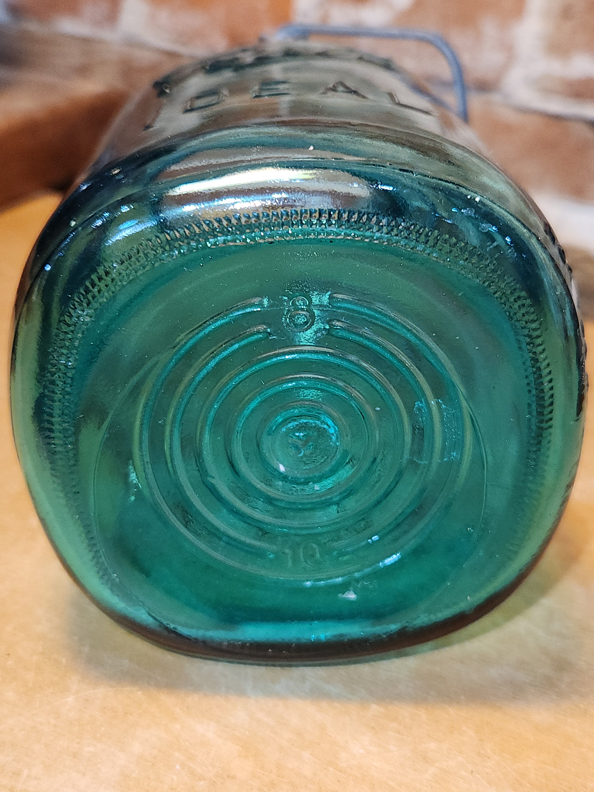 Vintage Ball Ideal Green Blue Teal Jar Bicentennial Eagle Wire Seal jar2