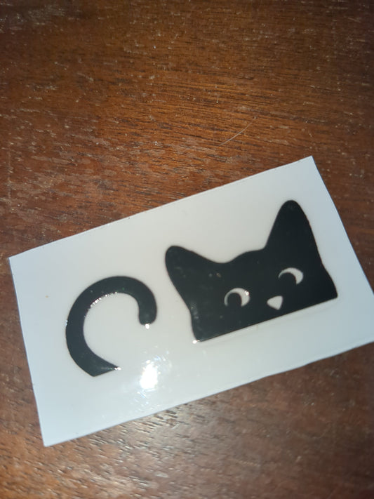 Mirror decal cute black cat d24
