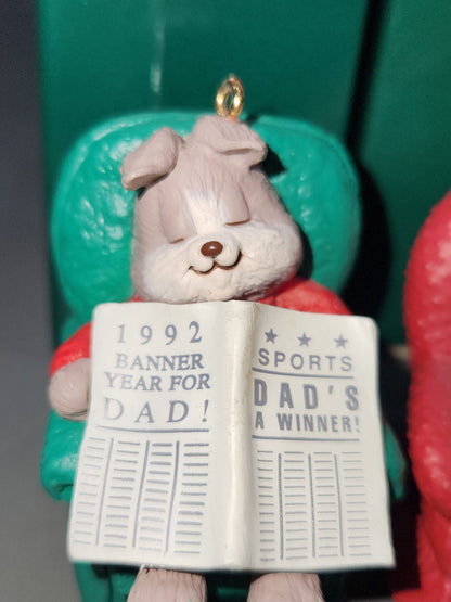 Vintage Hallmark Keepsake Ornaments Mom & Dad Rabbit Handcrafted 1992 Set of 2