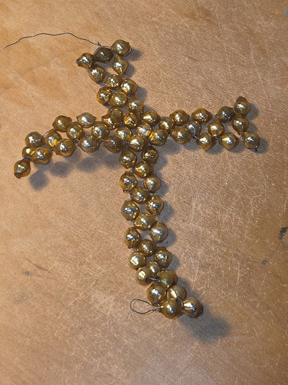 Vintage Mercury Bead Cross Ornaments AS IS For Crafting