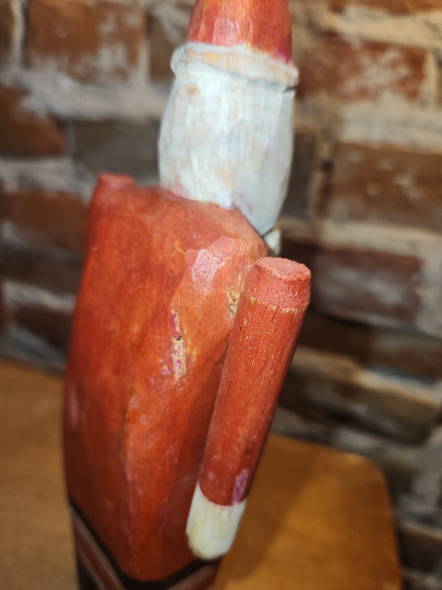 Folk Art Wood Santa Claus With Moveable Arms probably vintage